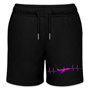 Herzschlag Kardiogramm Ferien Flugzeug  - Kinder Organic Joggingshorts Mini Bolter von Stanley/Stella - Schwarz - Vorne