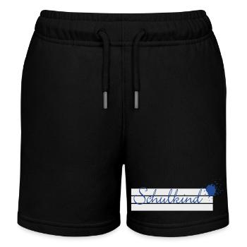 Schoolchild - inkblot blue on writing lines - Kids Organic Sweat Shorts by Stanley/Stella - black - Front
