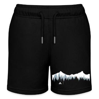 Ruhige Bergwaldszene - Kinder Organic Joggingshorts Mini Bolter von Stanley/Stella - Schwarz - Vorne