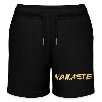 Yoga Namaste Gold Handwriting Deluxe Meditation om - Kids Organic Sweat Shorts by Stanley/Stella - black - Front