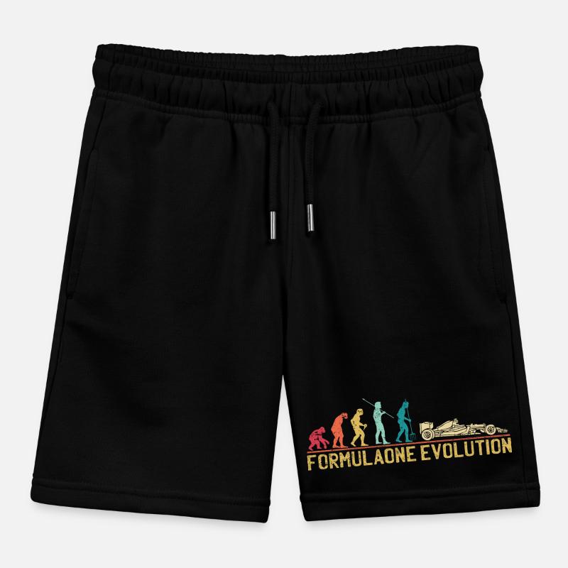 Formulaone Evolution Illustration Kids Organic Sweat Shorts by Stanley/Stella