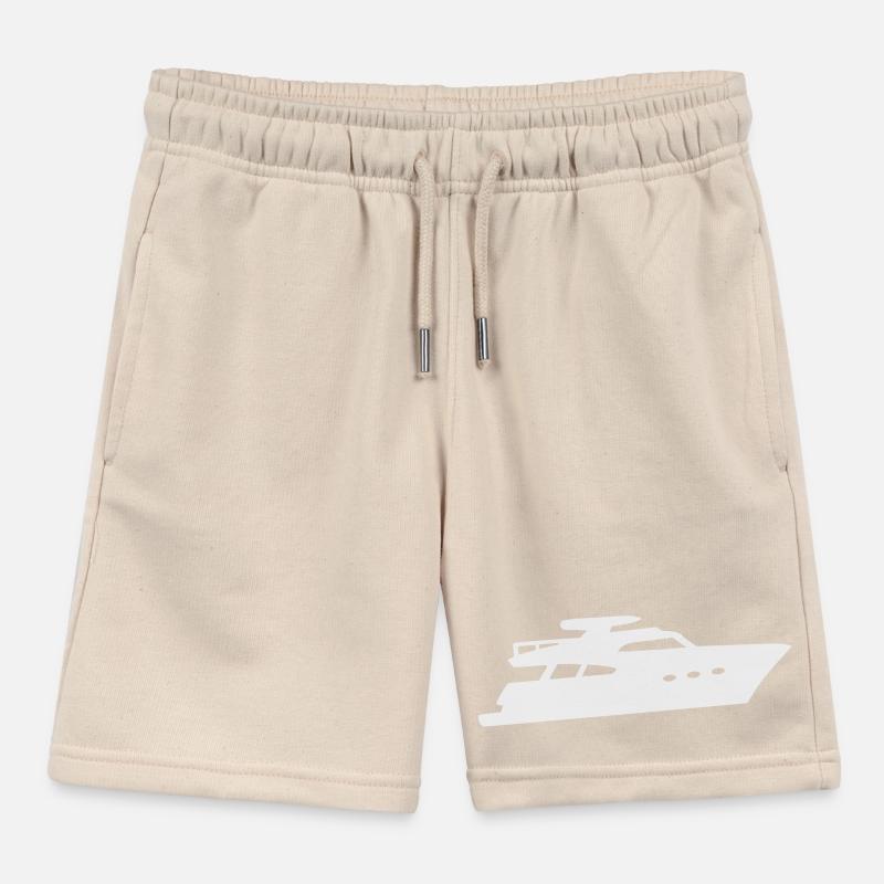 Yacht Silhouette Motorboat Kids Organic Sweat Shorts by Stanley/Stella
