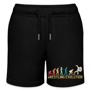 Wrestling Evolution Artwork - Kids Organic Sweat Shorts by Stanley/Stella - black - Front