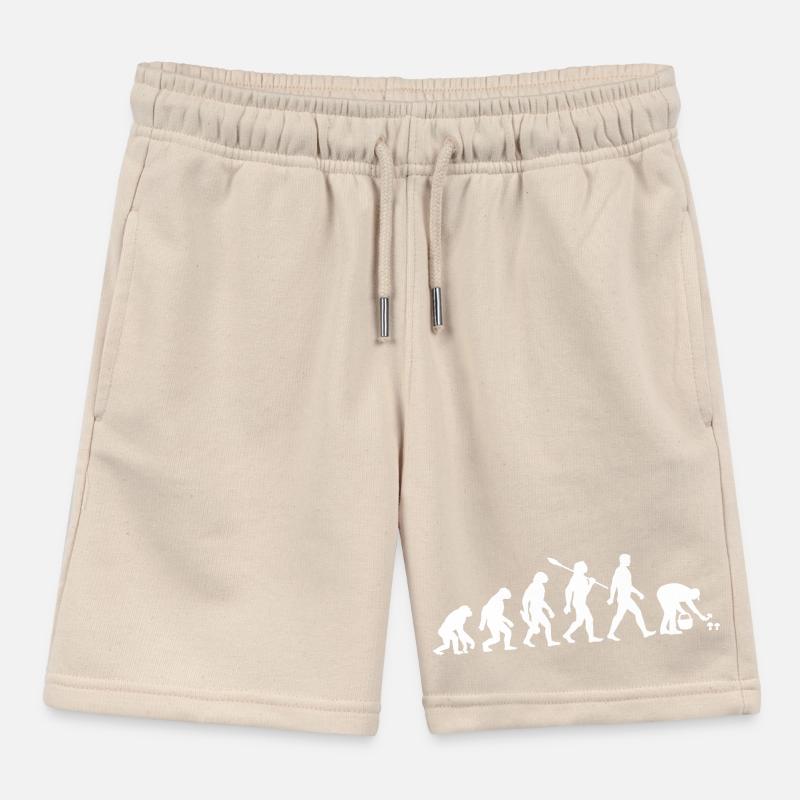 Evolution Mushroom Pickers, Mushroom Picking Kids Organic Sweat Shorts by Stanley/Stella