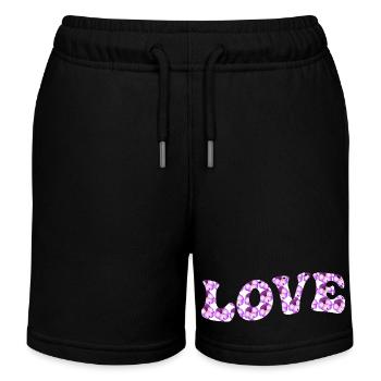 Motif d’amour avec des fleurs lilas - Short de jogging enfant bio Stanley/Stella - noir - Devant