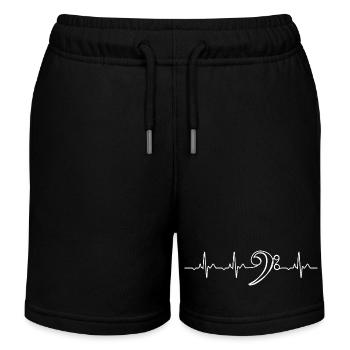 Bass Clef Heartbeat Music Lover - Kids Organic Sweat Shorts by Stanley/Stella - black - Front