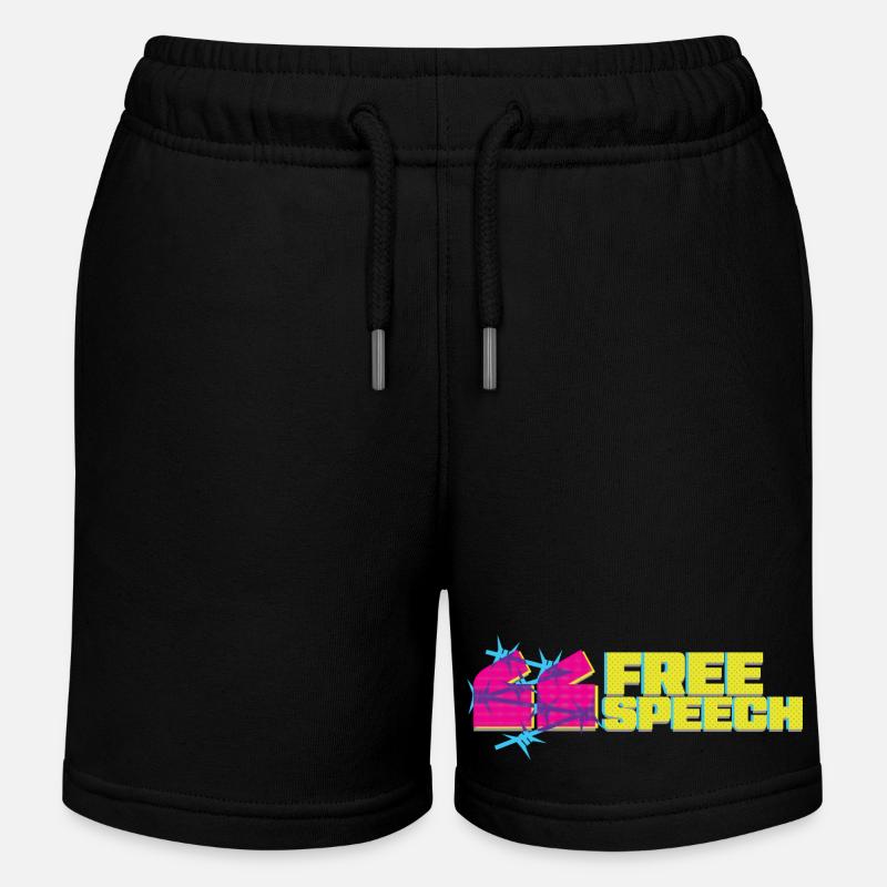 Lebendiges Graffiti-T-Shirt-Design mit freier Rede - Kinder Organic Joggingshorts Mini Bolter von Stanley/Stella - Schwarz