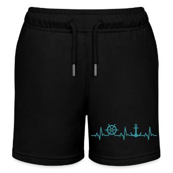Boot Heartbeat Marine Kapitän - Kinder Organic Joggingshorts Mini Bolter von Stanley/Stella - Schwarz - Vorne