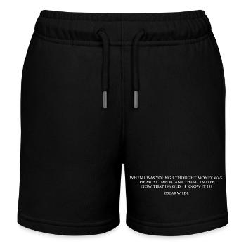 Oscar Wilde-Zitat über Geld - Kinder Organic Joggingshorts Mini Bolter von Stanley/Stella - Schwarz - Vorne