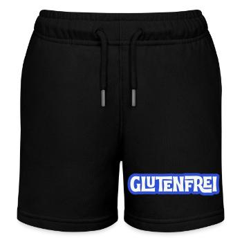 Glutenfrei Logo Blau Statement - Kinder Organic Joggingshorts Mini Bolter von Stanley/Stella - Schwarz - Vorne