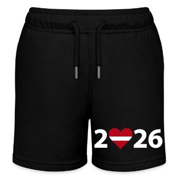 J’aime Lettonie 2026, Lettonie 2026 - Short de jogging enfant bio Stanley/Stella - noir - Devant