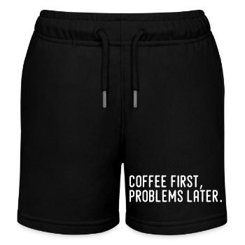 Café D’Abord Problèmes Plus Tard - Short de jogging enfant bio Stanley/Stella - noir - Devant