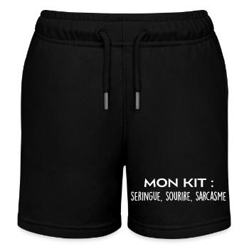 Mon kit : seringue, sourire et sarcasme - Short de jogging enfant bio Stanley/Stella - noir - Devant