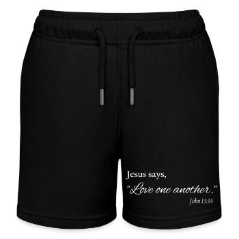 Love One Another – Christian Faith - Kids Organic Sweat Shorts by Stanley/Stella - black - Front