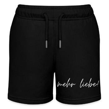 Mehr Liebe! Positiver Spruch für mehr Zusammenhalt - Kinder Organic Joggingshorts Mini Bolter von Stanley/Stella - Schwarz - Vorne