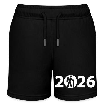 Wandern 2026, Camino, Pilgern, Jakobsweg - Kinder Organic Joggingshorts Mini Bolter von Stanley/Stella - Schwarz - Vorne