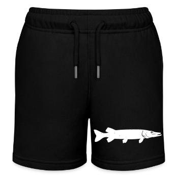 Hecht-Attacke: Kraftvolles Raubfisch-Design - Kinder Organic Joggingshorts Mini Bolter von Stanley/Stella - Schwarz - Vorne
