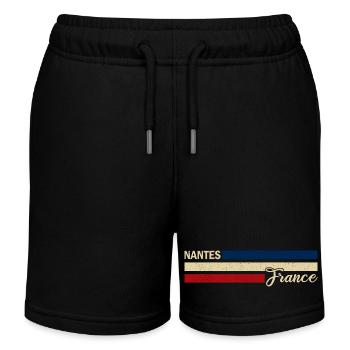France - Nantes - Frankreich - Flagge - Streifen - Kinder Organic Joggingshorts Mini Bolter von Stanley/Stella - Schwarz - Vorne