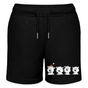 Happy Polar Bear Team Christmas - Kids Organic Sweat Shorts by Stanley/Stella - black - Front