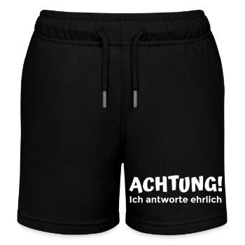 Achtung: Ich antworte ehrlich – Humor Shirt - Kinder Organic Joggingshorts Mini Bolter von Stanley/Stella - Schwarz - Vorne