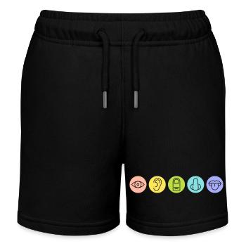 Fünf Sinne, Sinnesorgane, Medizin - Kinder Organic Joggingshorts Mini Bolter von Stanley/Stella - Schwarz - Vorne