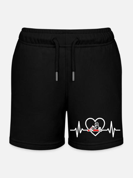 Heart Karting Passion Driver - Kids Organic Sweat Shorts by Stanley/Stella - black