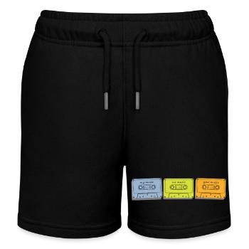 Music Cassettes Cassettes in Retro Pastel Colors - Kids Organic Sweat Shorts by Stanley/Stella - black - Front