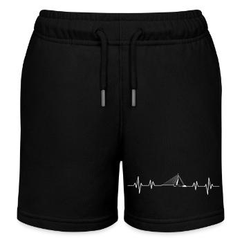 Herzschlag mit Erasmus Bridge Rotterdam - Kinder Organic Joggingshorts Mini Bolter von Stanley/Stella - Schwarz - Vorne