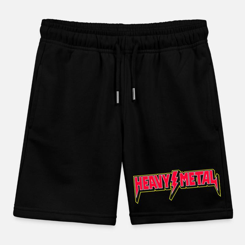 Heavy Metal Emblem with Lightning Bolt Kids Organic Sweat Shorts by Stanley/Stella