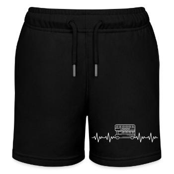 London Doppedecker Bus ECG Heartbeat - Kids Organic Sweat Shorts by Stanley/Stella - black - Front