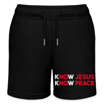 Know Jesus Know Peace Motiv - Kids Organic Sweat Shorts by Stanley/Stella - black - Front