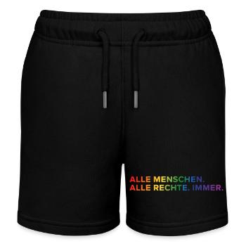 All people. All rights reserved. Always. – Statement - Kids Organic Sweat Shorts by Stanley/Stella - black - Front