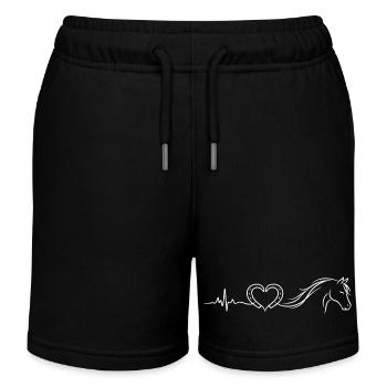 Pferde Herzschlag – Reiterin Geschenkidee - Kinder Organic Joggingshorts Mini Bolter von Stanley/Stella - Schwarz - Vorne