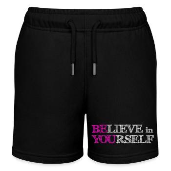 Believe In Yourself - Pink Scribble White - Kids Organic Sweat Shorts by Stanley/Stella - black - Front