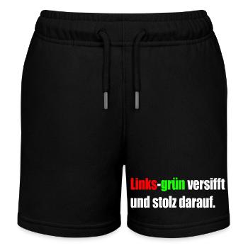 Links-grün versifft und stolz darauf. - Kinder Organic Joggingshorts Mini Bolter von Stanley/Stella - Schwarz - Vorne
