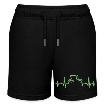 KARDIOGRAMM TRAKTOR Grün - Kinder Organic Joggingshorts Mini Bolter von Stanley/Stella - Schwarz - Vorne