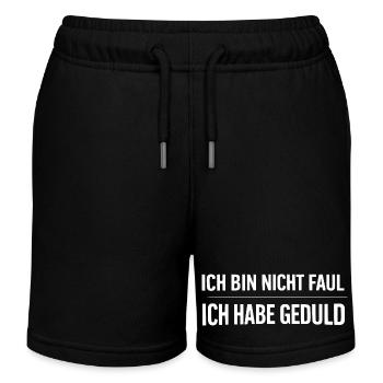 Ich bin nicht faul. Ich habe Geduld - Kinder Organic Joggingshorts Mini Bolter von Stanley/Stella - Schwarz - Vorne