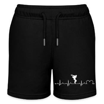 Tap Dancing Silhouette Retro Rhythm Tap Shoes - Kids Organic Sweat Shorts by Stanley/Stella - black - Front