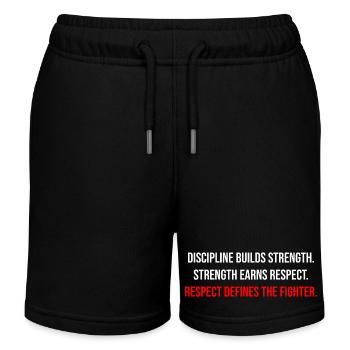 Fight Forge: Discipline & Strength Fighter Quote - Kinder Organic Joggingshorts Mini Bolter von Stanley/Stella - Schwarz - Vorne