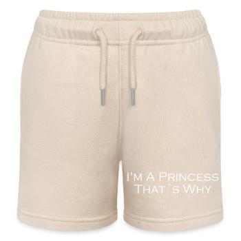 Déclaration typographique élégante en blanc sur fond foncé - Short de jogging enfant bio Stanley/Stella - écru doux - Devant