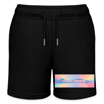 I process differently - Kids Organic Sweat Shorts by Stanley/Stella - black - Front
