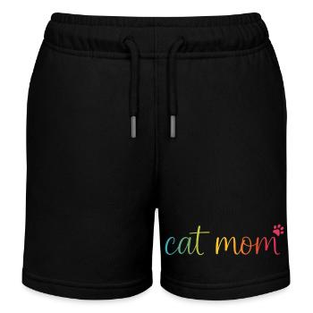 Cat Mom Regenbogen - Süßes Katzen Mama Design - Short de jogging enfant bio Stanley/Stella - noir - Devant