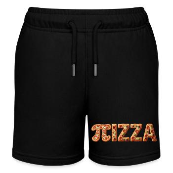 PIZZA Lettres en Croûte Colorée - Short de jogging enfant bio Stanley/Stella - noir - Devant