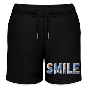 Smile Patchwork Trend Lettering Style Handmade - Kids Organic Sweat Shorts by Stanley/Stella - black - Front