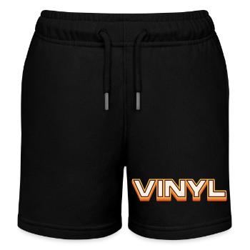 Vinyl Retro Music Typography Design - Kids Organic Sweat Shorts by Stanley/Stella - black - Front