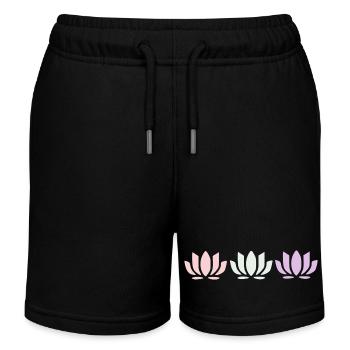 Fleurs de lotus, fleurs de lotus, yoga de la fleur en fleurs pastel - Short de jogging enfant bio Stanley/Stella - noir - Devant
