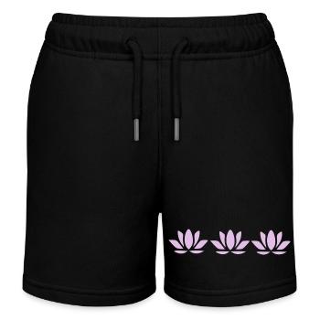 Fleur de lotus Fleur de lotus Fleurs de violet pastel Fleurs - Short de jogging enfant bio Stanley/Stella - noir - Devant