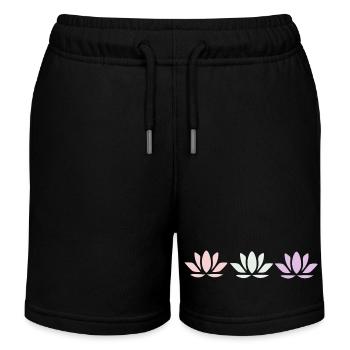 Fleur de lotus Fleur de lotus Fleur de lotus Fleur de violette Fleur de yoga - Short de jogging enfant bio Stanley/Stella - noir - Devant