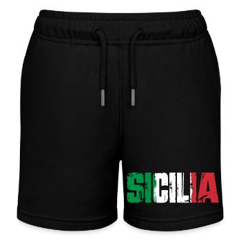 Sicilia Italy Island of Sicily - Kids Organic Sweat Shorts by Stanley/Stella - black - Front