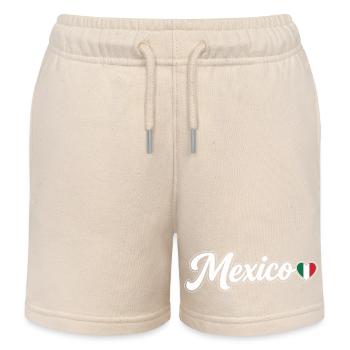 Mexico Script with Flag Heart Fan Patriotic - Kids Organic Sweat Shorts by Stanley/Stella - soft Ecru - Front